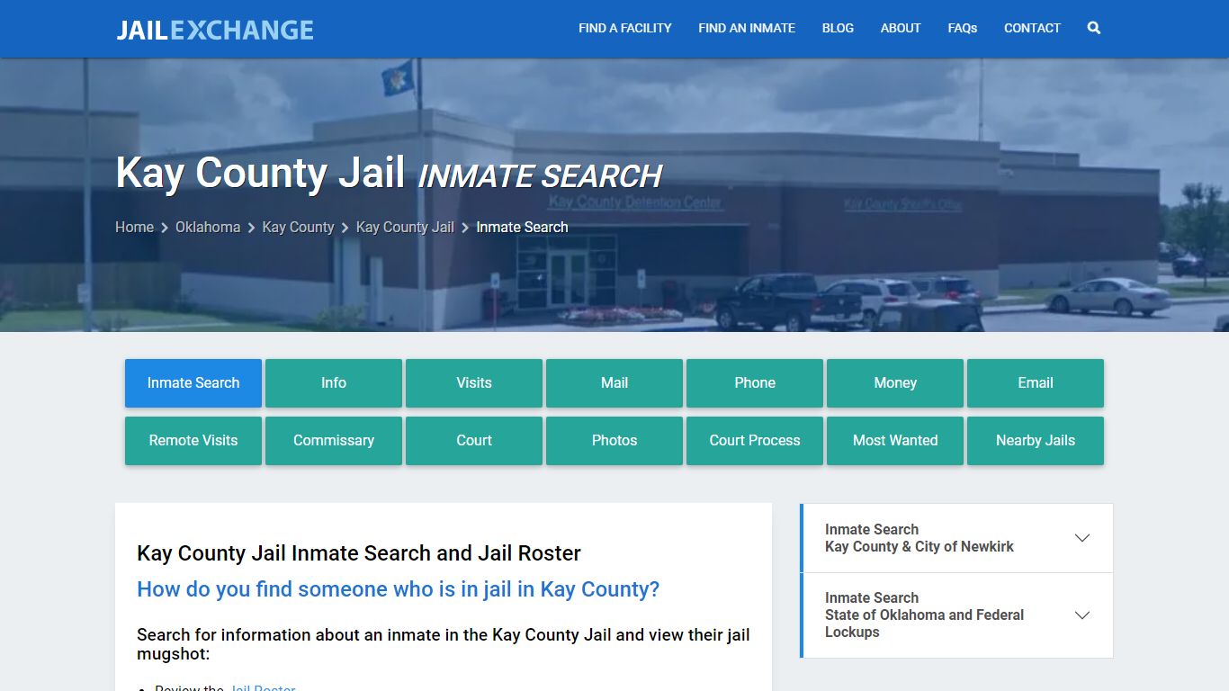Inmate Search: Roster & Mugshots - Kay County Jail, OK