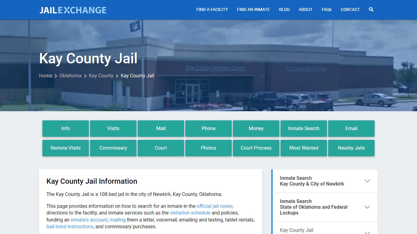 Kay County Jail, OK Inmate Search, Information